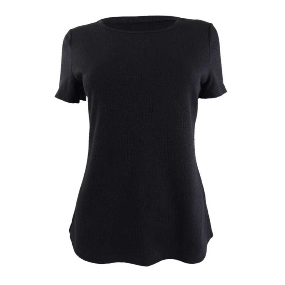 BAR III Womens Black Stretch Short Sleeve Scoop Neck Wear To Work Top XS